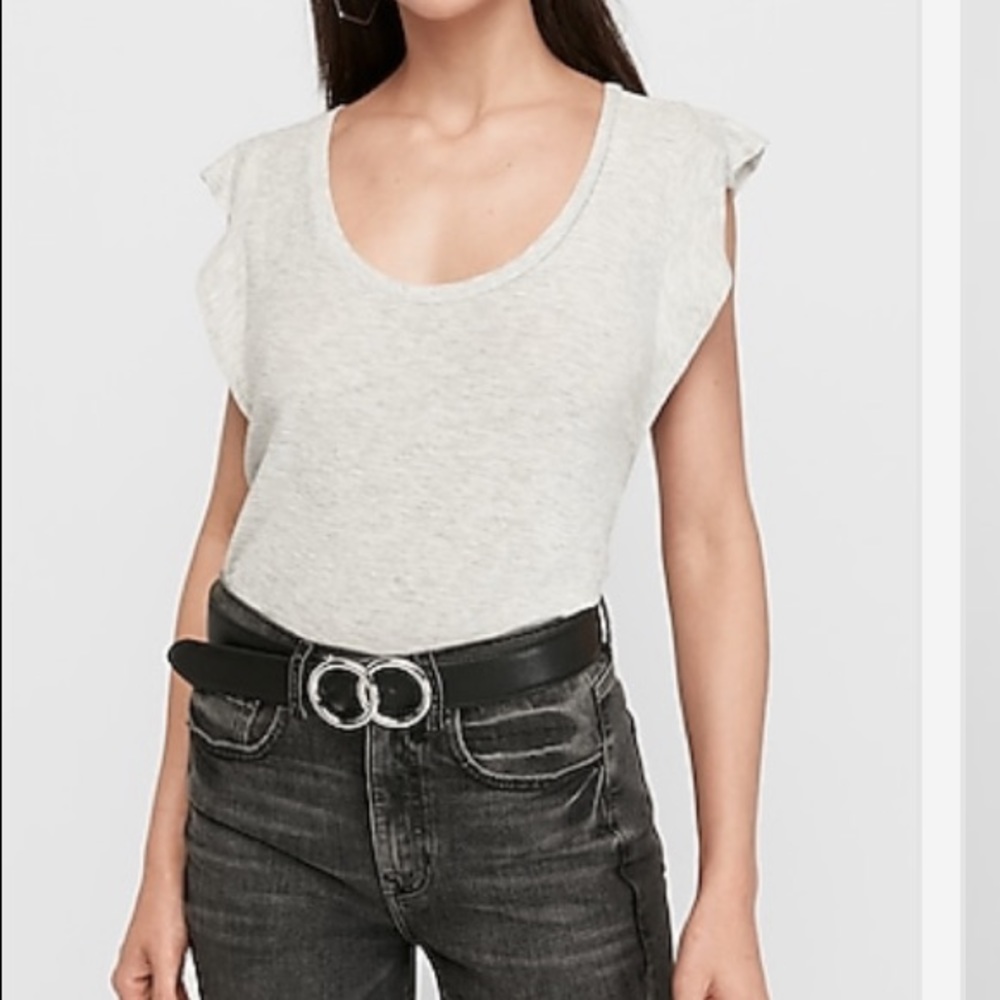 NWT Express heathered slub ruffle sleeve tee